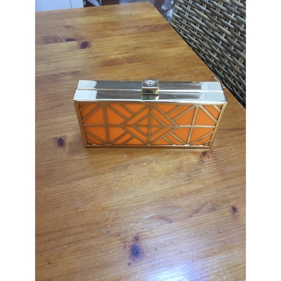 Tory Burch Handbags - Tory Burch Frete Clutch- Orange & Gold